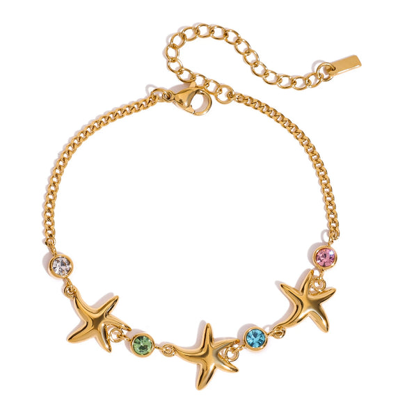 Bracelet Stainless Steel Geometric Animal Starfish Electroplated Women's Jewelry