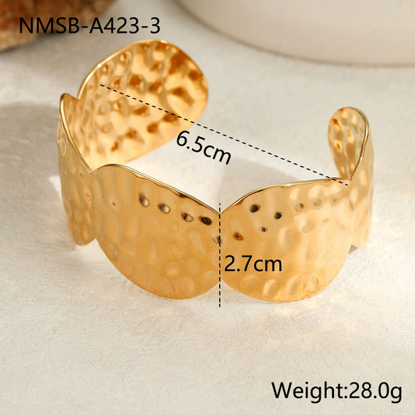 Bracelet Stainless Steel Geometric Electroplated 18K Gold Open Fashion Exaggerated Wide Version