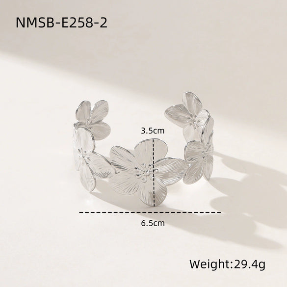 Bracelet Stainless Steel Geometric Electroplated 18K Gold Open Fashion Exaggerated Wide Version