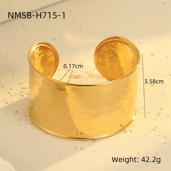 Bracelet Stainless Steel Geometric Electroplated 18K Gold Open Fashion Exaggerated Wide Version
