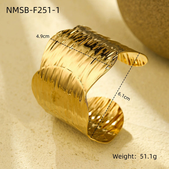 Bracelet Stainless Steel Geometric Electroplated 18K Gold Open Fashion Exaggerated Wide Version
