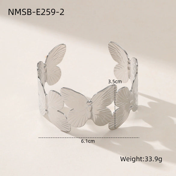 Bracelet Stainless Steel Geometric Electroplated 18K Gold Open Fashion Exaggerated Wide Version