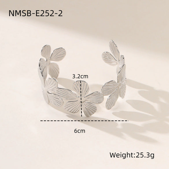 Bracelet Stainless Steel Geometric Electroplated 18K Gold Open Fashion Exaggerated Wide Version