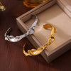 Bracelet 316L Stainless Steel Geometric Irregular Hammer Wavy 18K Gold Plated Handicrafts For Women