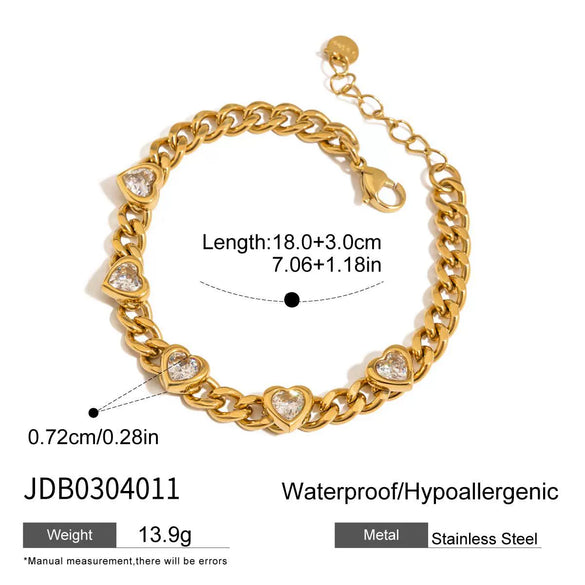 Bracelet Stainless Steel Geometric 18K Gold Plated Zircon Light Luxury Jewelry