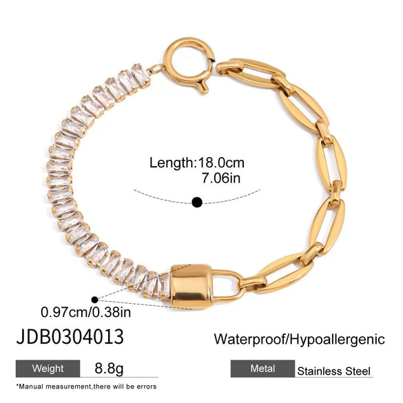 Bracelet Stainless Steel Geometric 18K Gold Plated Zircon Light Luxury Jewelry