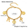 Bracelet 316L Stainless Steel Geometric Letters Numbers Text Electroplated Hand Jewelry For Women