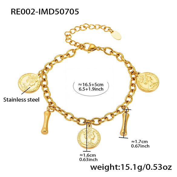 Bracelet 316L Stainless Steel Geometric Letters Numbers Text Electroplated Hand Jewelry For Women