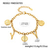Bracelet 316L Stainless Steel Geometric Letters Numbers Text Electroplated Hand Jewelry For Women