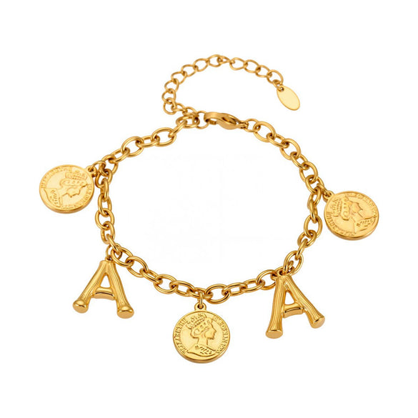 Bracelet 316L Stainless Steel Geometric Letters Numbers Text Electroplated Hand Jewelry For Women