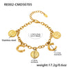 Bracelet 316L Stainless Steel Geometric Letters Numbers Text Electroplated Hand Jewelry For Women