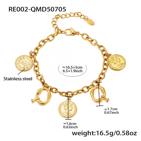 Bracelet 316L Stainless Steel Geometric Letters Numbers Text Electroplated Hand Jewelry For Women