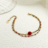 Bracelet Stainless Steel Geometric Natural Stone Pearl Oil Dripping Doublelayer Electroplated Jewelry