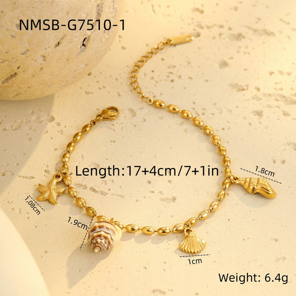 Bracelet Stainless Steel Geometric Pattern Electroplated Women's Fashion Marine Style Stacked