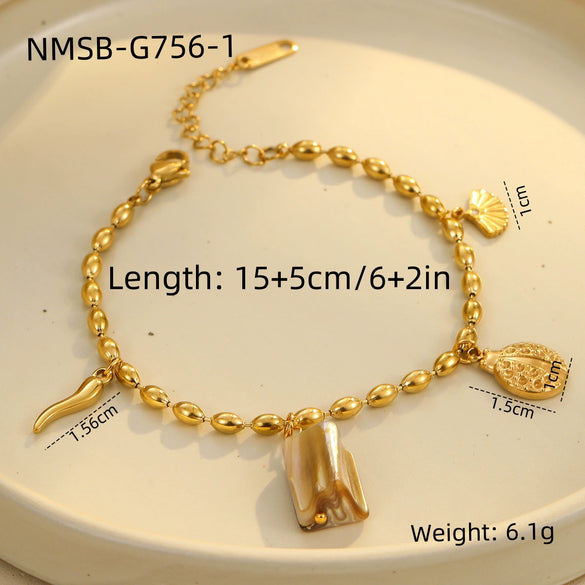 Bracelet Stainless Steel Geometric Pattern Electroplated Women's Fashion Marine Style Stacked