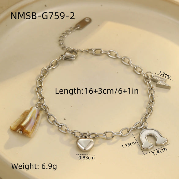Bracelet Stainless Steel Geometric Pattern Electroplated Women's Fashion Marine Style Stacked