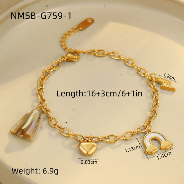 Bracelet Stainless Steel Geometric Pattern Electroplated Women's Fashion Marine Style Stacked