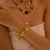 Bracelet Stainless Steel Geometric Pearl Zircon Electroplated For Women