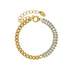 Bracelet 316L Stainless Steel Geometric Stitching Chain Full Diamond Zircon Plated 18K Gold Fashion Jewelry For Women