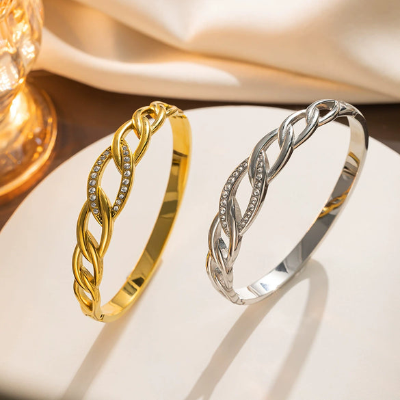 Bracelet Stainless Steel Geometric Twist Design Electroplating