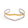 Bracelet Stainless Steel Gold And Silver Color Matching Hammer Lines Double Hollow Open Geometric Electroplated