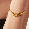 Bracelet Stainless Steel Gold Plated Love Letter Heart Shape Geometric For Women