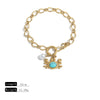 Bracelet Stainless Steel Golden Crab Pearl Turquoise Embellished Electroplated Jewelry
