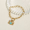 Bracelet Stainless Steel Golden Crab Pearl Turquoise Embellished Electroplated Jewelry