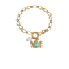 Bracelet Stainless Steel Golden Crab Pearl Turquoise Embellished Electroplated Jewelry
