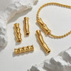 Bracelet Stainless Steel Goldplated Bamboo Pattern Round Beads Handmade Beading