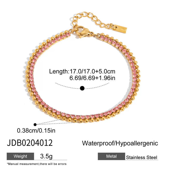 Bracelet Stainless Steel Goldplated Zircon Butterfly Letters Numbers Text Style