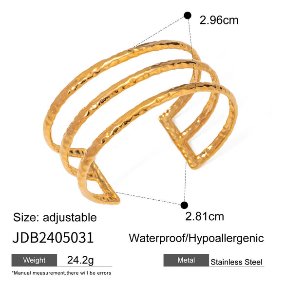 Bracelet Stainless Steel Hammer Pattern Electroplated Classic Fashion Style