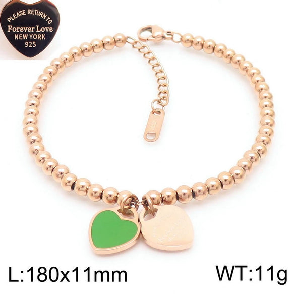 Bracelet Stainless Steel Heart Shaped 18K Gold Plated With Love Water Drops Bell Pattern