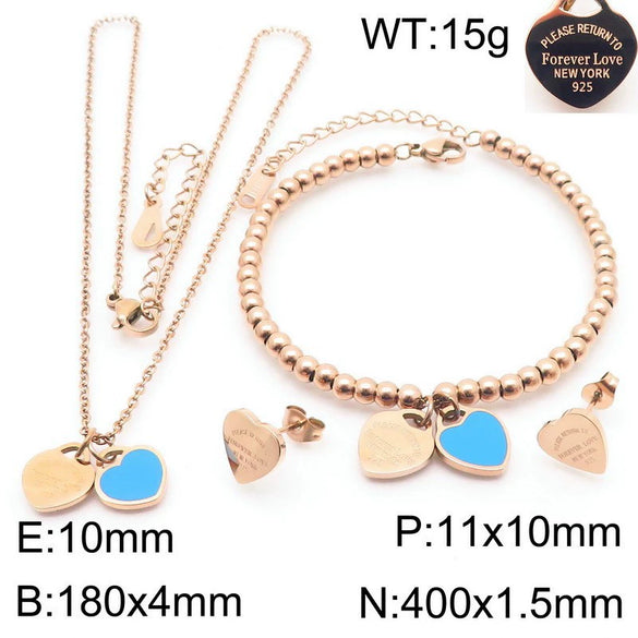 Bracelet Stainless Steel Heart Shaped 18K Gold Plated With Love Water Drops Bell Pattern