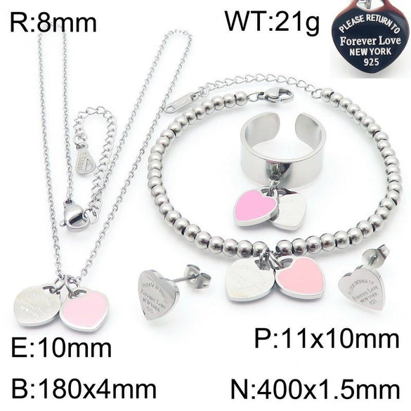 Bracelet Stainless Steel Heart Shaped 18K Gold Plated With Love Water Drops Bell Pattern