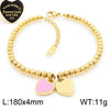 Bracelet Stainless Steel Heart Shaped 18K Gold Plated With Love Water Drops Bell Pattern