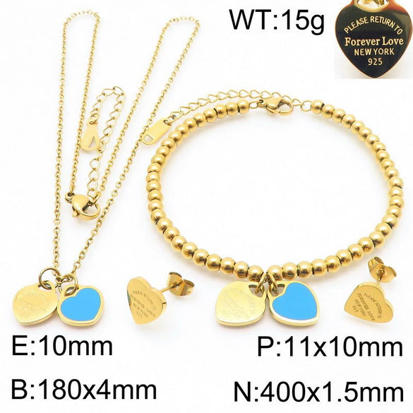 Bracelet Stainless Steel Heart Shaped 18K Gold Plated With Love Water Drops Bell Pattern