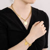 Bracelet Stainless Steel Heart Shaped 18K Gold Plated With Love Water Drops Bell Pattern