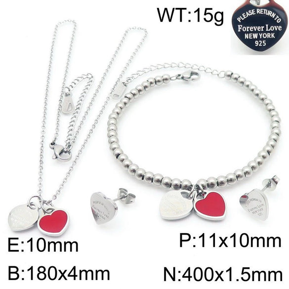 Bracelet Stainless Steel Heart Shaped 18K Gold Plated With Love Water Drops Bell Pattern