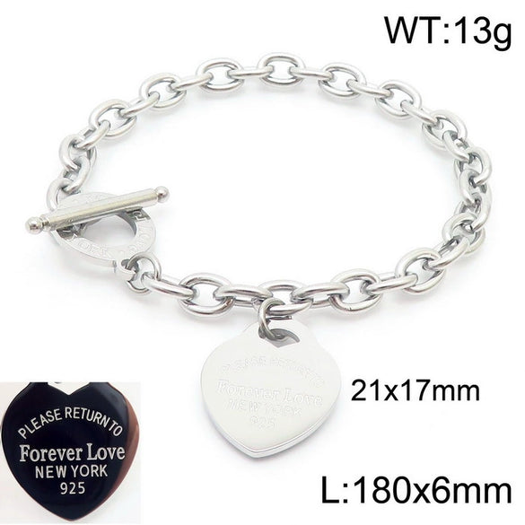 Bracelet Stainless Steel Heart Shaped 18K Gold Plated With Love Water Drops Bell Pattern