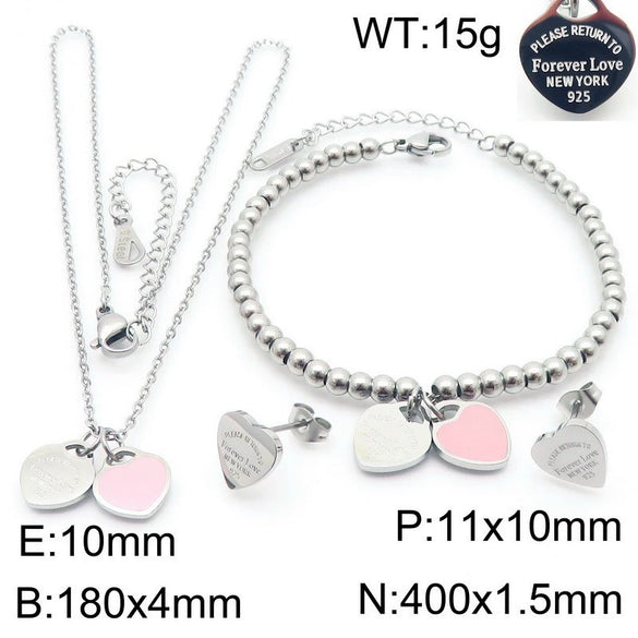 Bracelet Stainless Steel Heart Shaped 18K Gold Plated With Love Water Drops Bell Pattern