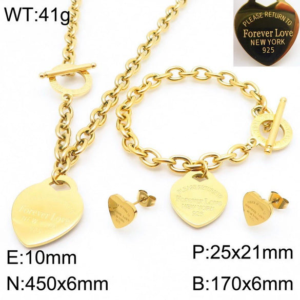 Bracelet Stainless Steel Heart Shaped 18K Gold Plated With Love Water Drops Bell Pattern