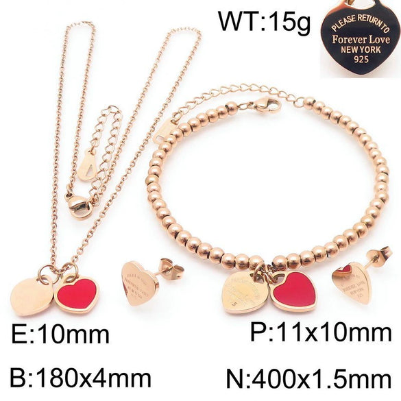 Bracelet Stainless Steel Heart Shaped 18K Gold Plated With Love Water Drops Bell Pattern