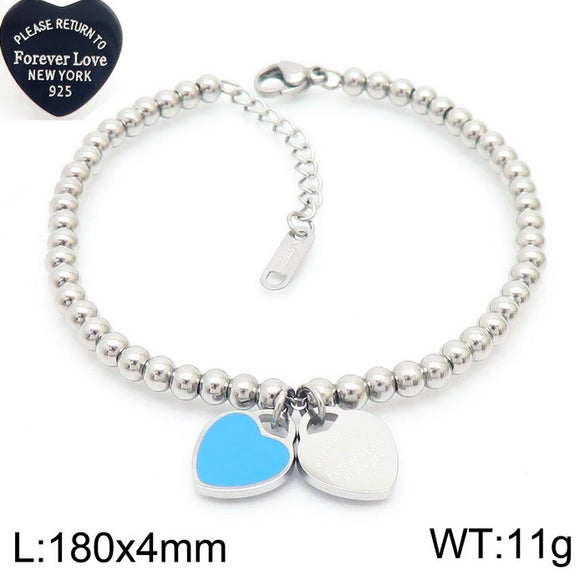 Bracelet Stainless Steel Heart Shaped 18K Gold Plated With Love Water Drops Bell Pattern