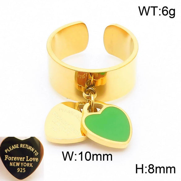 Bracelet Stainless Steel Heart Shaped 18K Gold Plated With Love Water Drops Bell Pattern