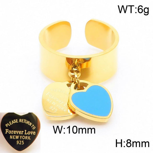 Bracelet Stainless Steel Heart Shaped 18K Gold Plated With Love Water Drops Bell Pattern