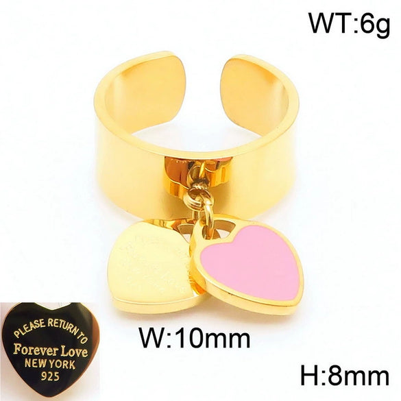 Bracelet Stainless Steel Heart Shaped 18K Gold Plated With Love Water Drops Bell Pattern