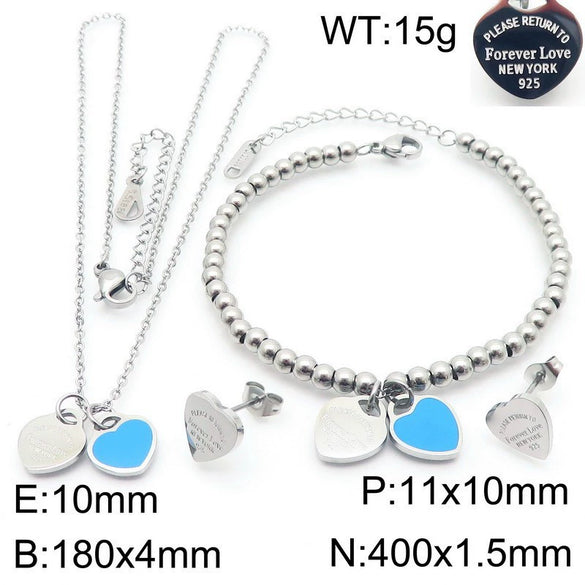 Bracelet Stainless Steel Heart Shaped 18K Gold Plated With Love Water Drops Bell Pattern