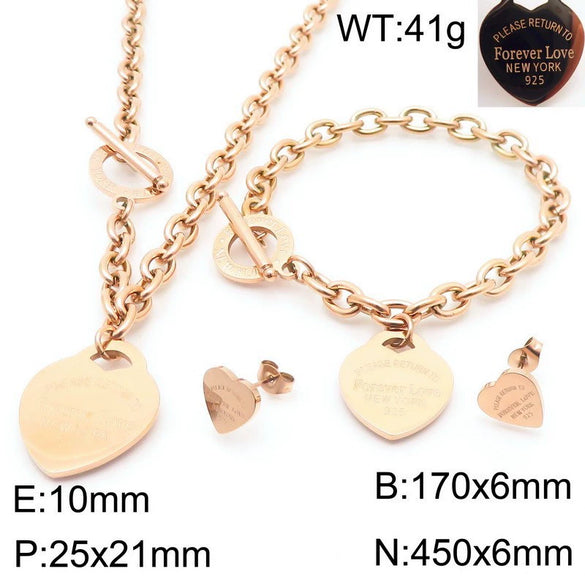 Bracelet Stainless Steel Heart Shaped 18K Gold Plated With Love Water Drops Bell Pattern