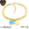 Bracelet Stainless Steel Heart Shaped 18K Gold Plated With Love Water Drops Bell Pattern